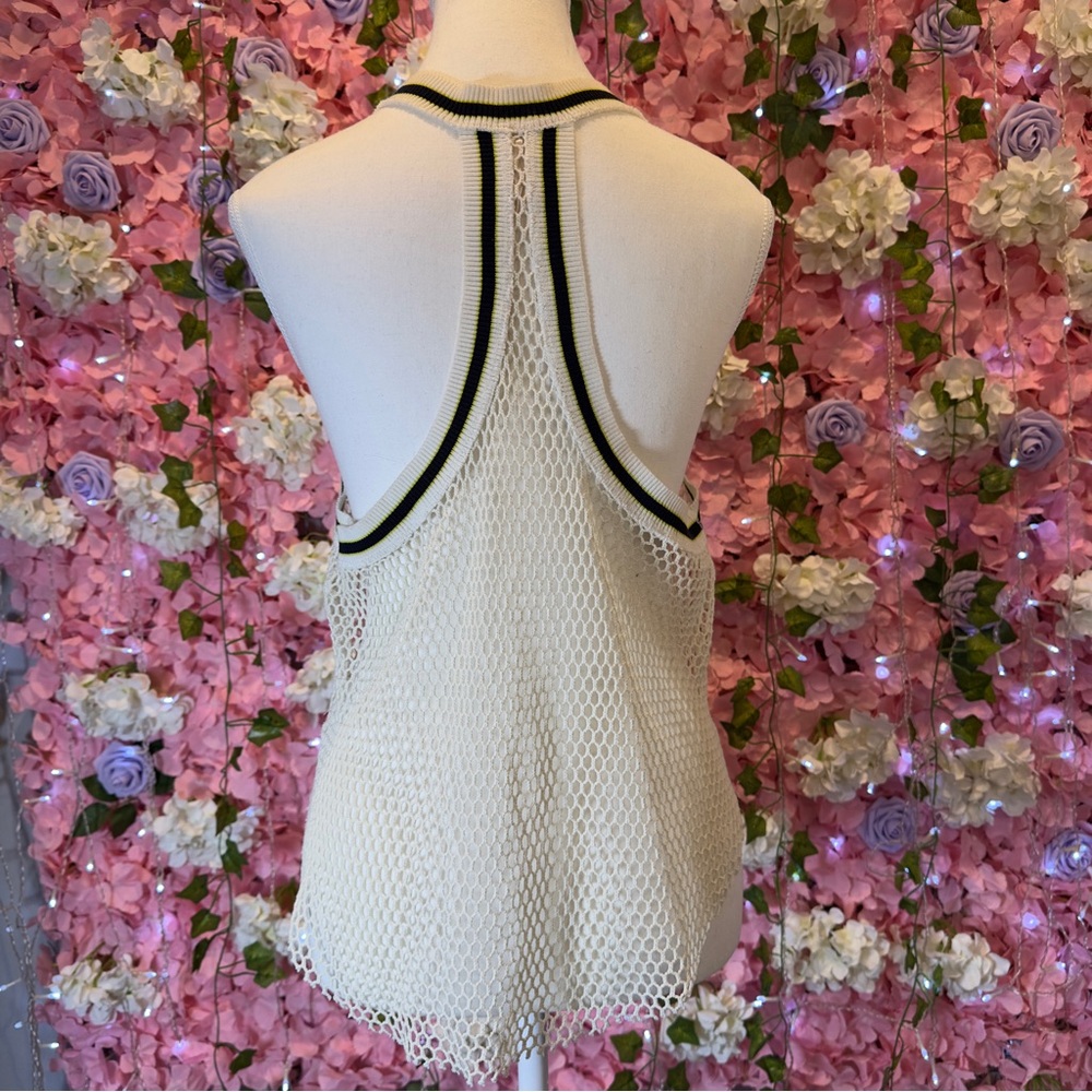 Free People Black and Cream Cut Out Tank Top - Picture 3 of 5